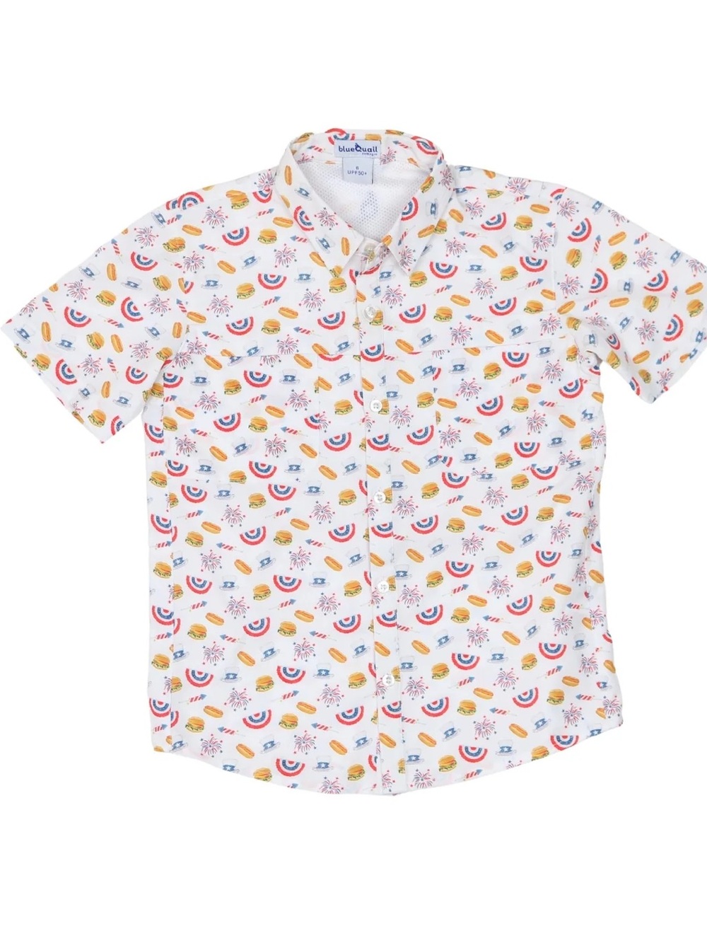 Blue quail 4th of july usa independence Day Short Sleeve Shirt performance boys